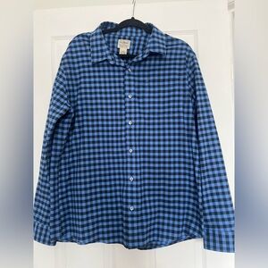 L.L. Bean Men's Black and Blue Plaid Shirt